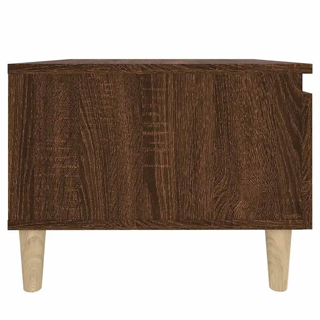 End Tables Set of 2 Brown Oak Scandinavian Side Table with Drawer Storage Engineered Wood 50 x 46 x 35 cm