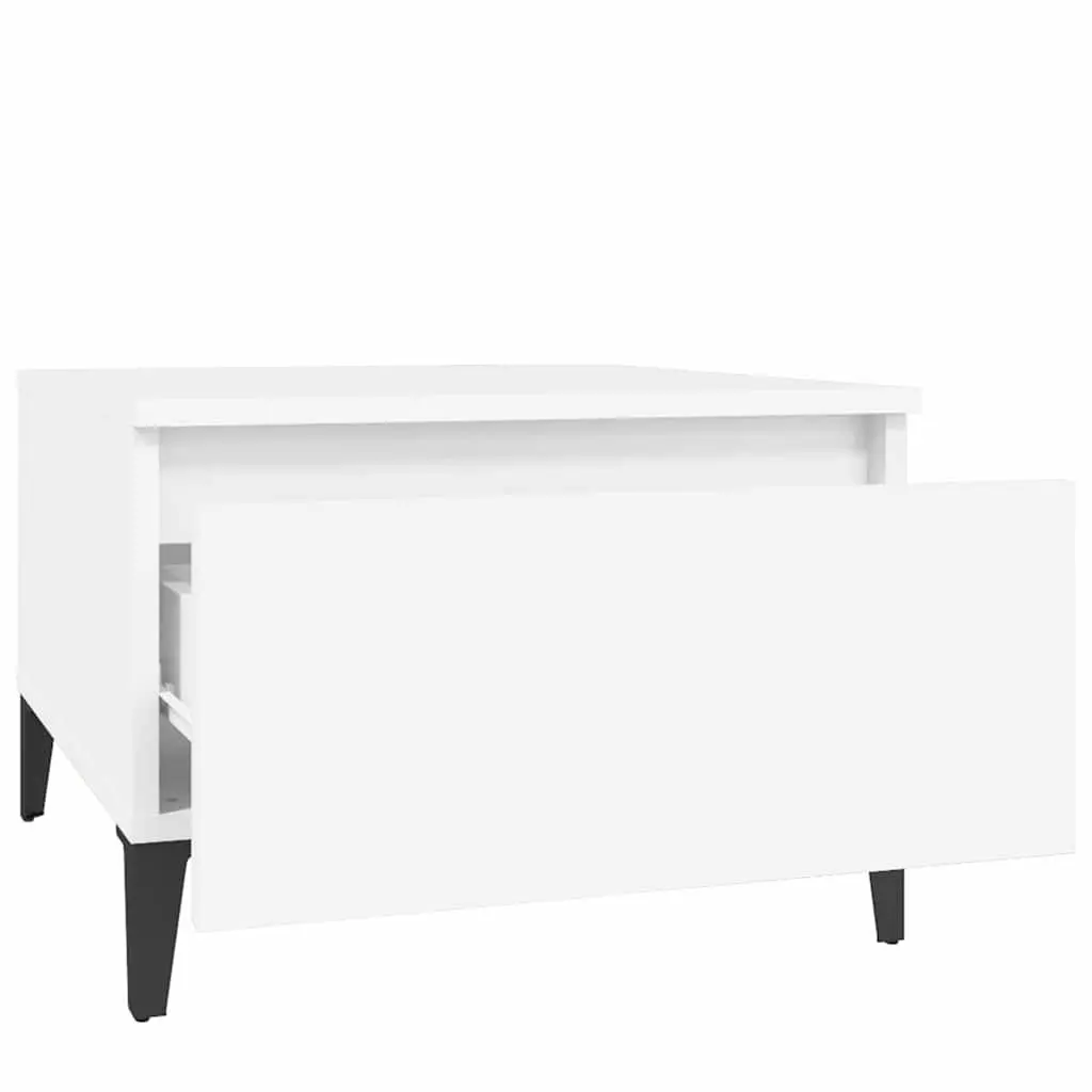 White End Table Industrial Style 50 x 46 x 35 cm Engineered Wood with Drawer Storage