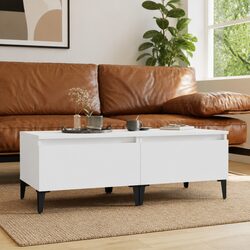 White Side Table with Drawer for Living Room