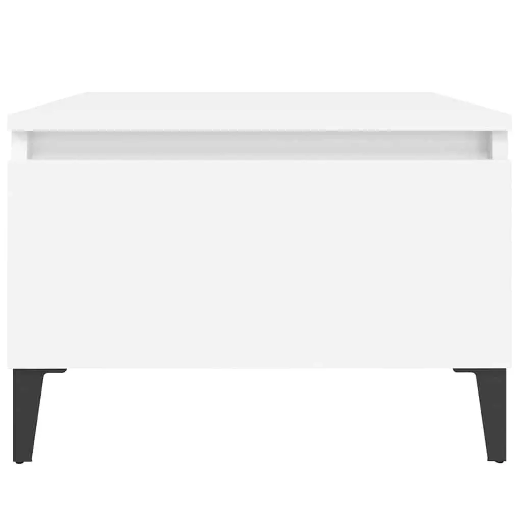 End Table White 50x46x35 cm Engineered Wood with Drawer and Metal Feet