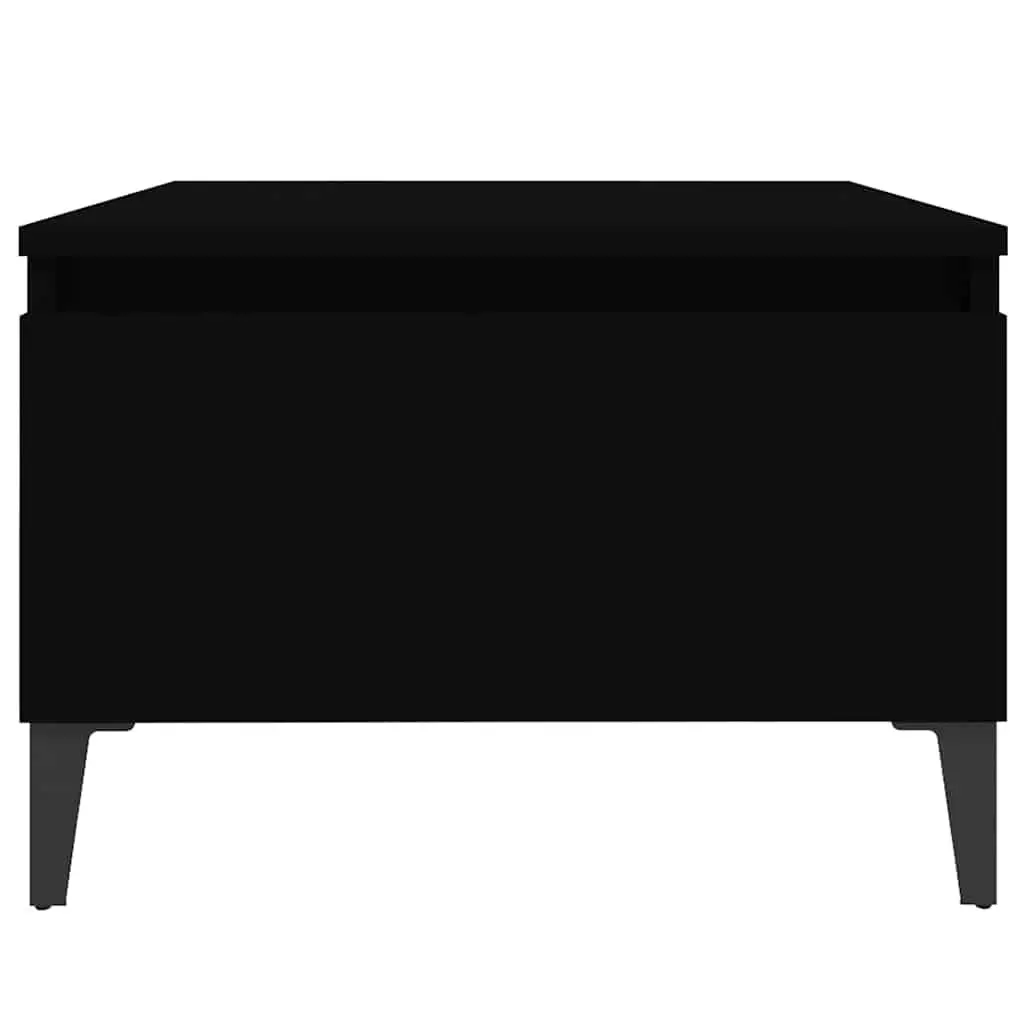 End Table Black Engineered Wood Storage Drawer Metal Feet Living Room