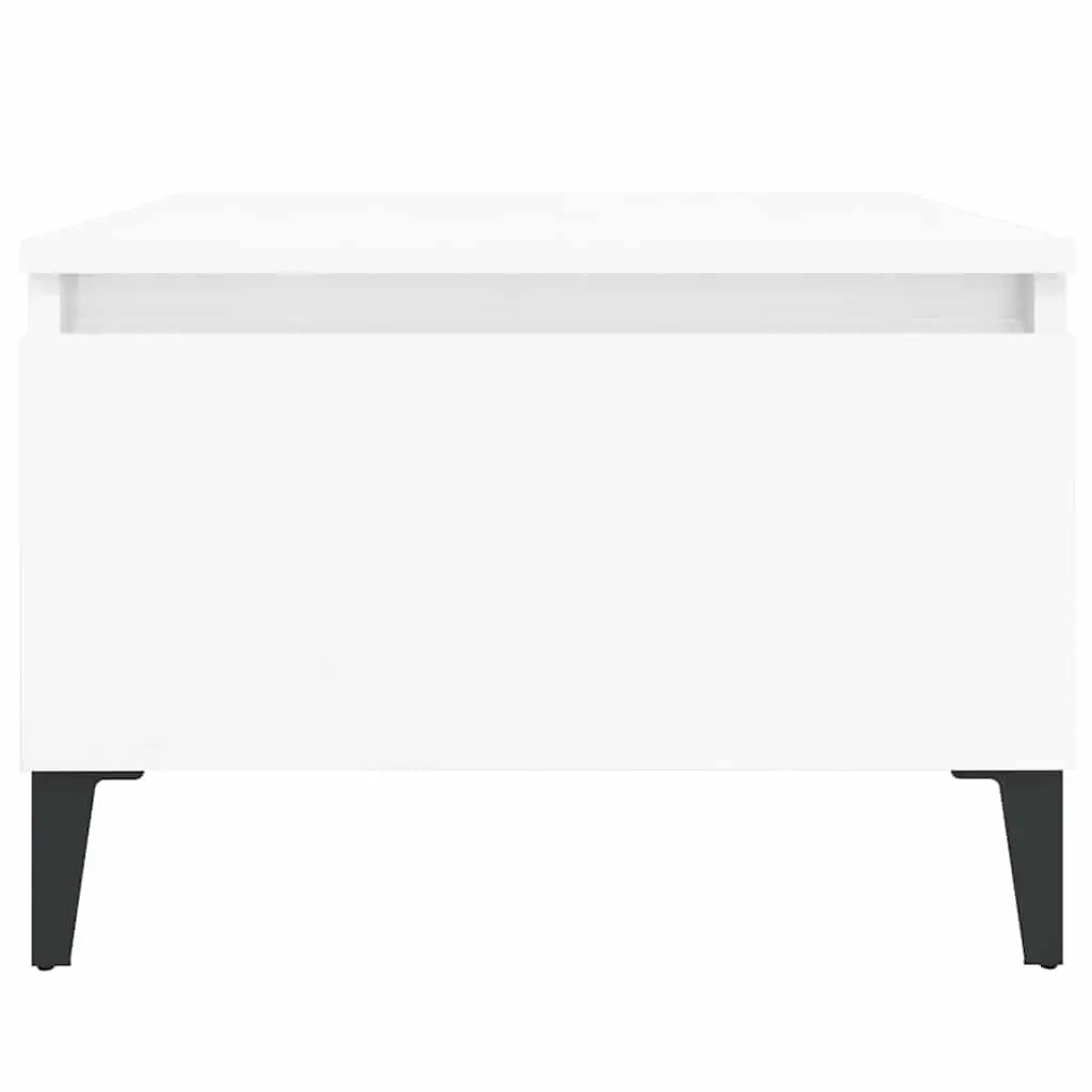 End Table High Gloss White 50W x 46H x 35D cm Engineered Wood with Metal Feet