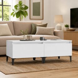 Stylish Set of 2 High Gloss White Side Tables