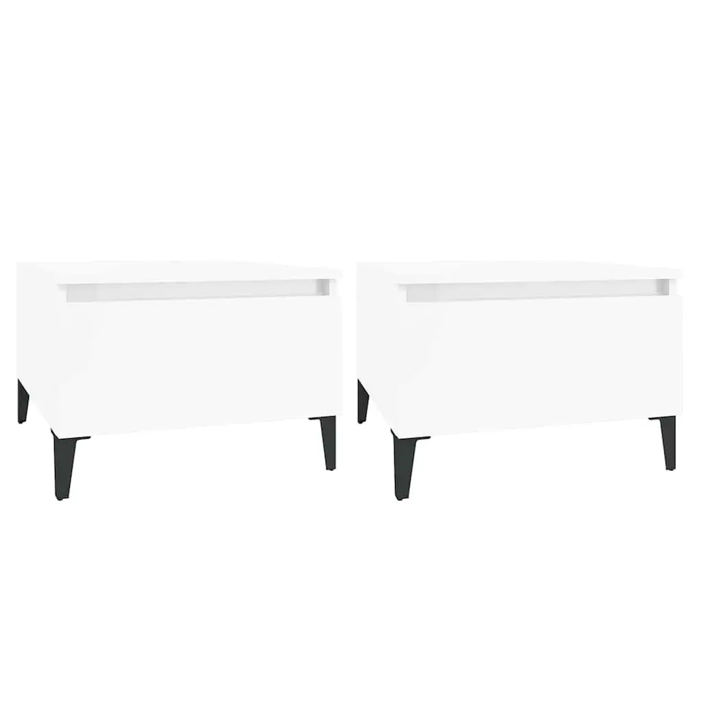 Side Tables High Gloss White 50x46x35cm Engineered Wood with Drawer Storage