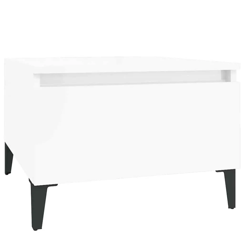 Side Tables High Gloss White 50x46x35cm Engineered Wood with Drawer Storage