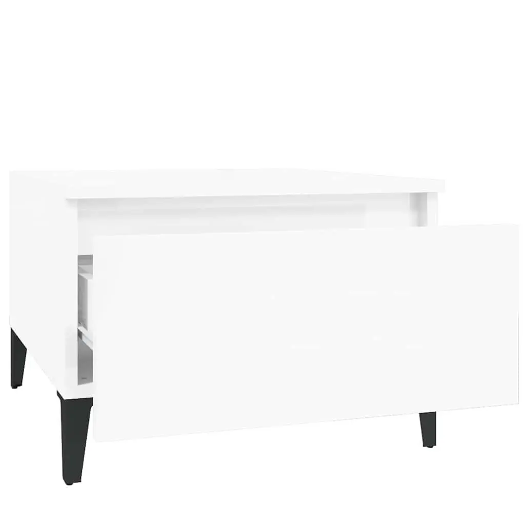 Side Tables High Gloss White 50x46x35cm Engineered Wood with Drawer Storage