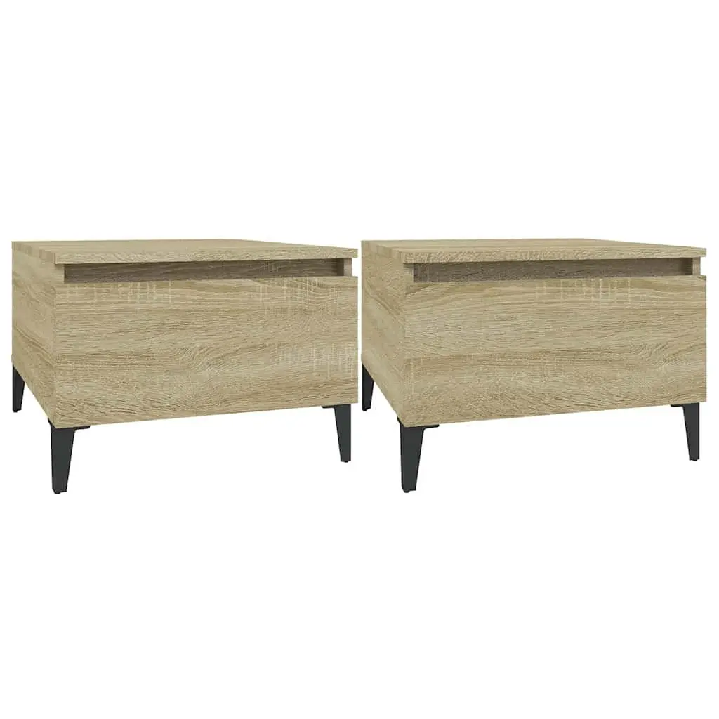 End Tables 2 pcs Brown Engineered Wood Side Tables with Drawer Storage