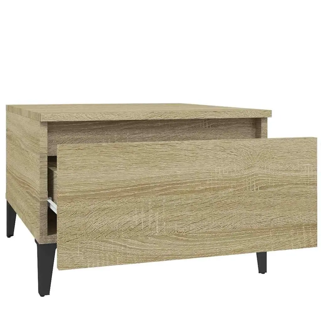 End Tables 2 pcs Brown Engineered Wood Side Tables with Drawer Storage