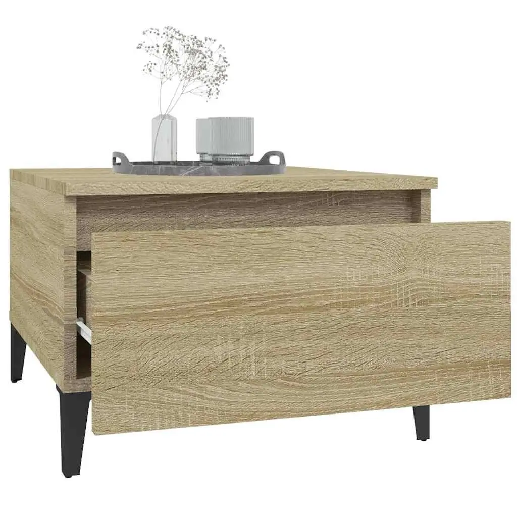 End Tables 2 pcs Brown Engineered Wood Side Tables with Drawer Storage