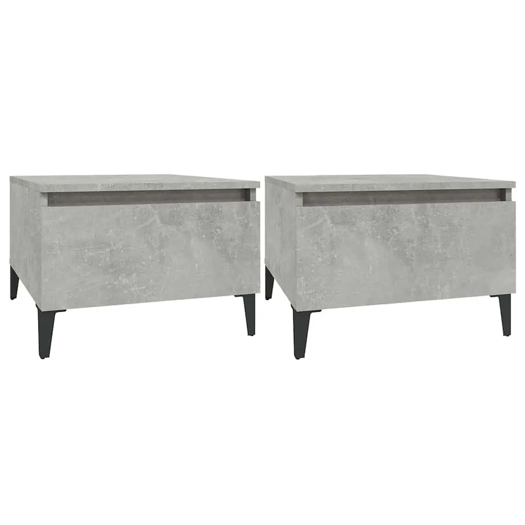 Accent Side Tables Grey Engineered Wood Industrial Style 50x46x35cm with Drawer Storage Set of 2