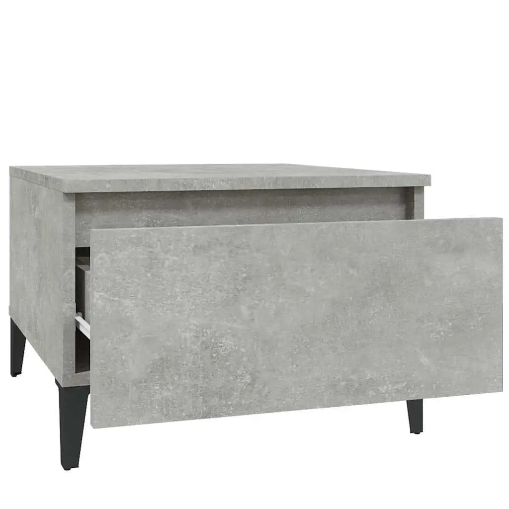 Accent Side Tables Grey Engineered Wood Industrial Style 50x46x35cm with Drawer Storage Set of 2