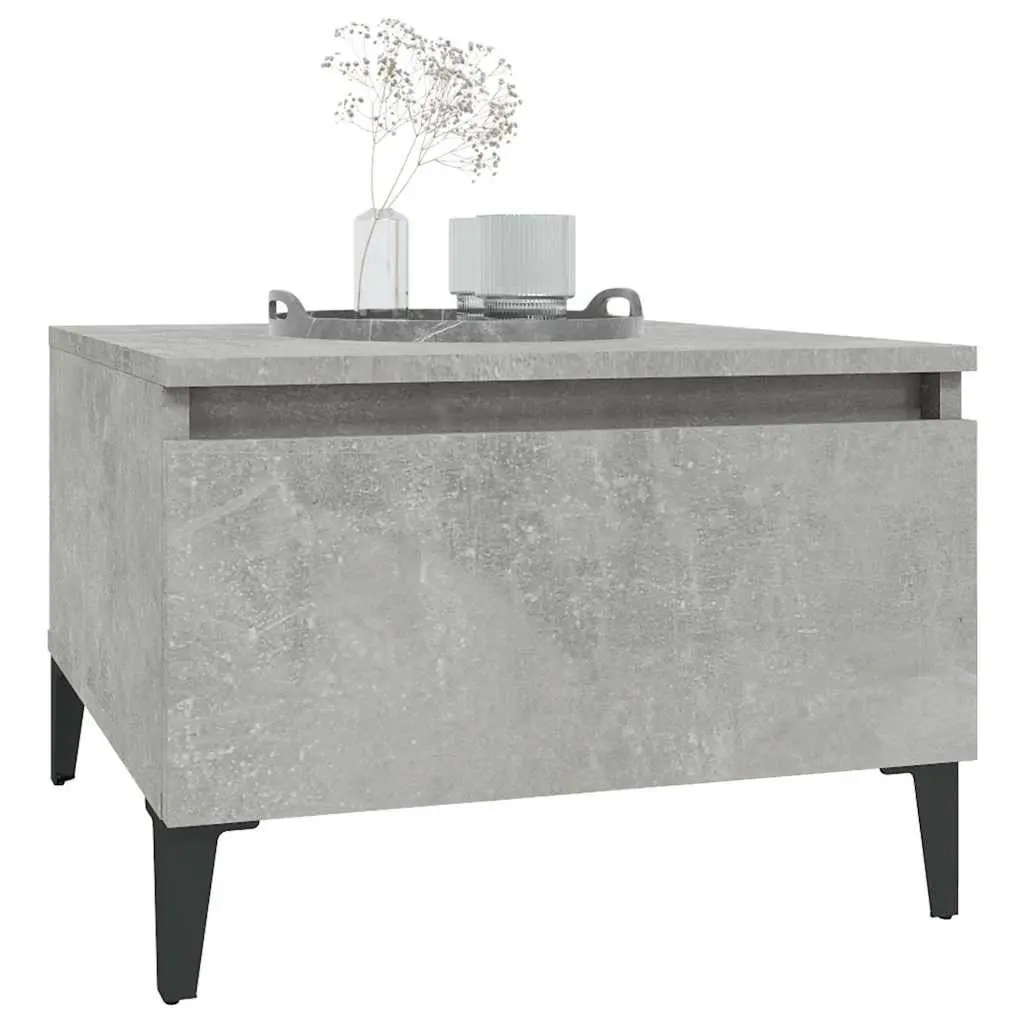 Accent Side Tables Grey Engineered Wood Industrial Style 50x46x35cm with Drawer Storage Set of 2