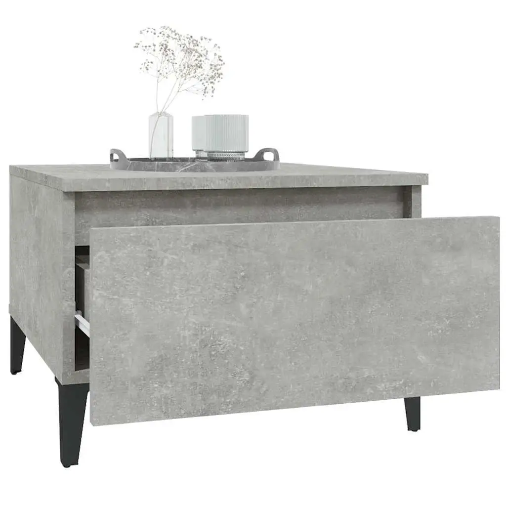 Accent Side Tables Grey Engineered Wood Industrial Style 50x46x35cm with Drawer Storage Set of 2