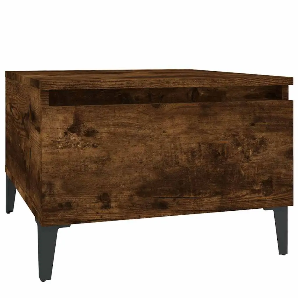 End Tables Industrial Style Smoked Oak 50W x 46D x 35H cm Engineered Wood with Metal Feet Set of 2