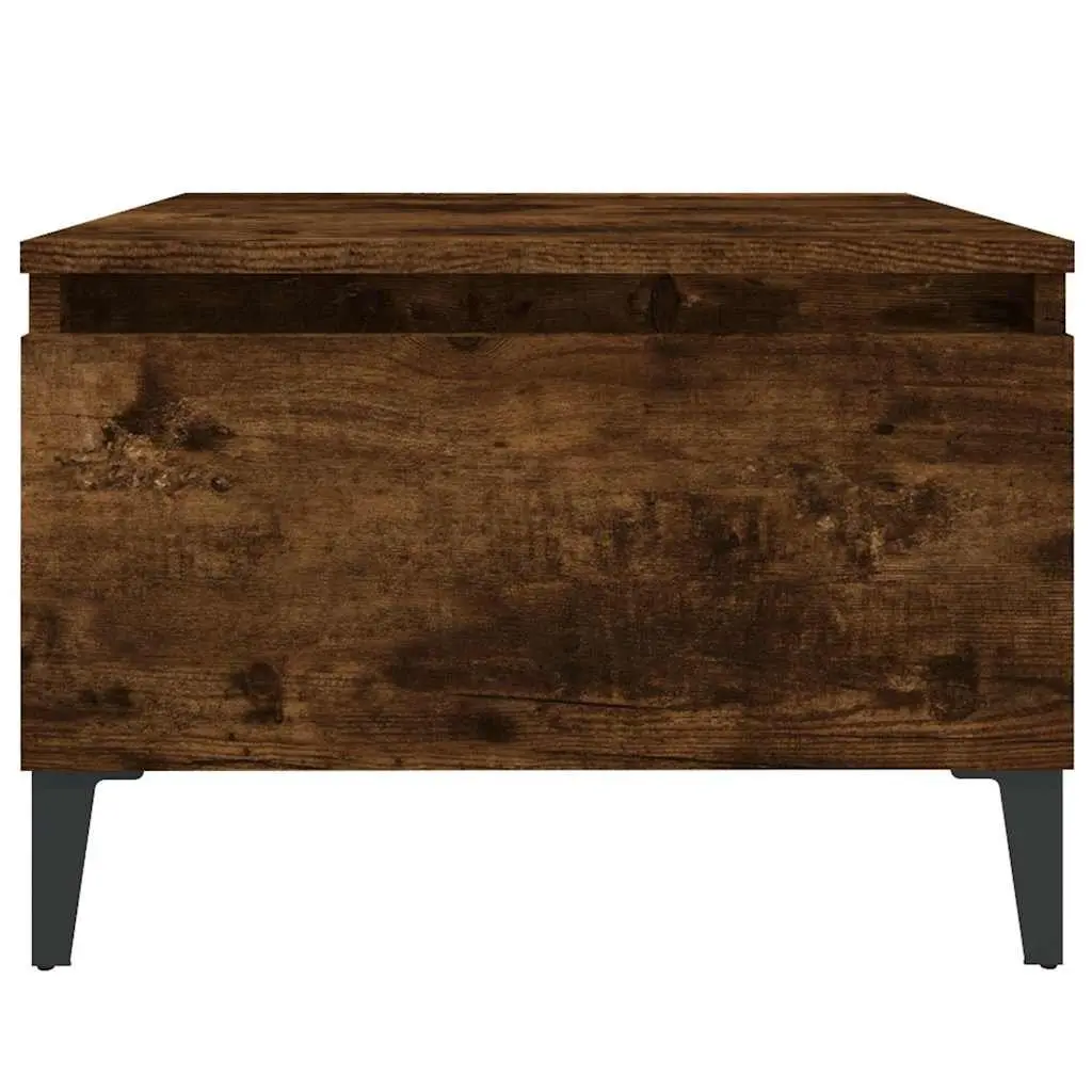 End Tables Industrial Style Smoked Oak 50W x 46D x 35H cm Engineered Wood with Metal Feet Set of 2