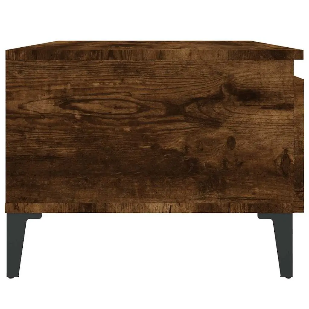 End Tables Industrial Style Smoked Oak 50W x 46D x 35H cm Engineered Wood with Metal Feet Set of 2