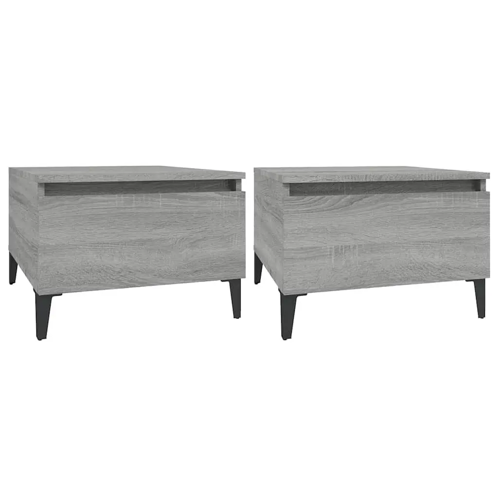 Side Tables Grey Engineered Wood Accent Tables with Drawer Storage 50 x 46 x 35 cm