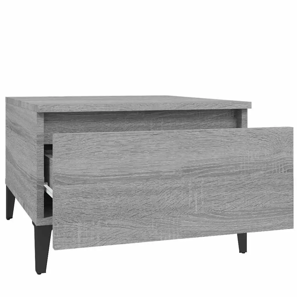 Side Tables Grey Engineered Wood Accent Tables with Drawer Storage 50 x 46 x 35 cm