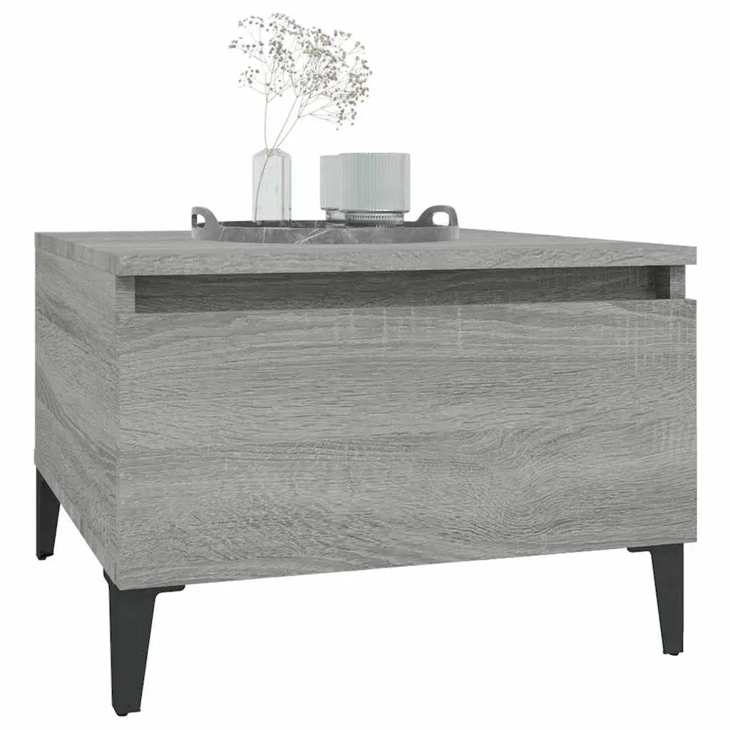 Side Tables Grey Engineered Wood Accent Tables with Drawer Storage 50 x 46 x 35 cm