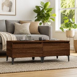 Brown Oak Industrial Side Table Set of 2