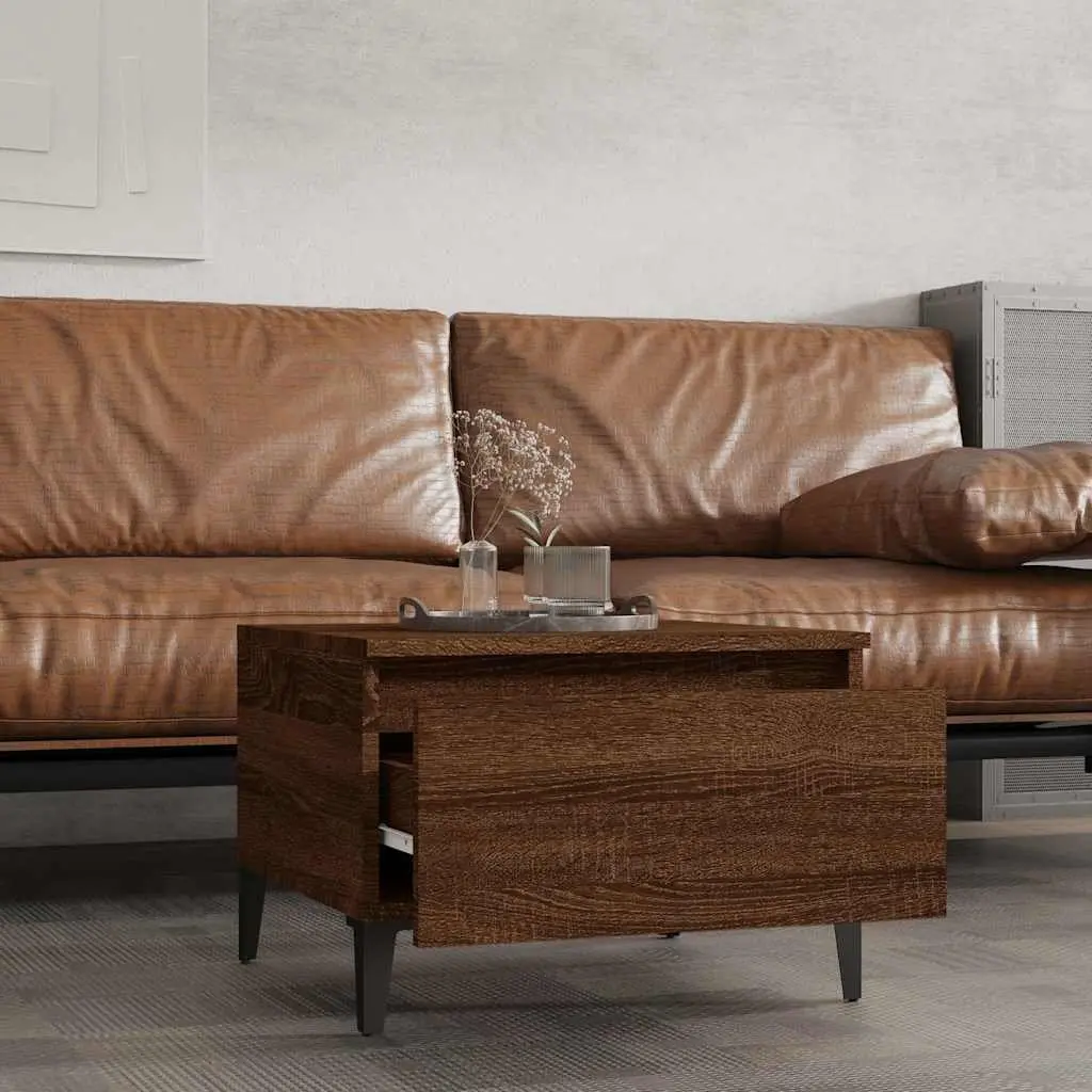 Brown Oak Industrial Side Table Set of 2