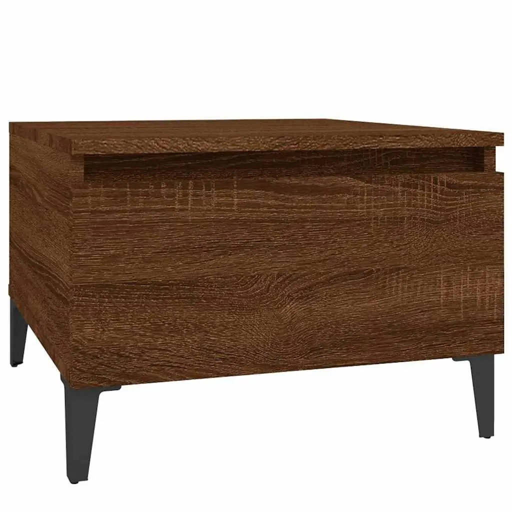 Brown Oak Industrial Side Table Set of 2