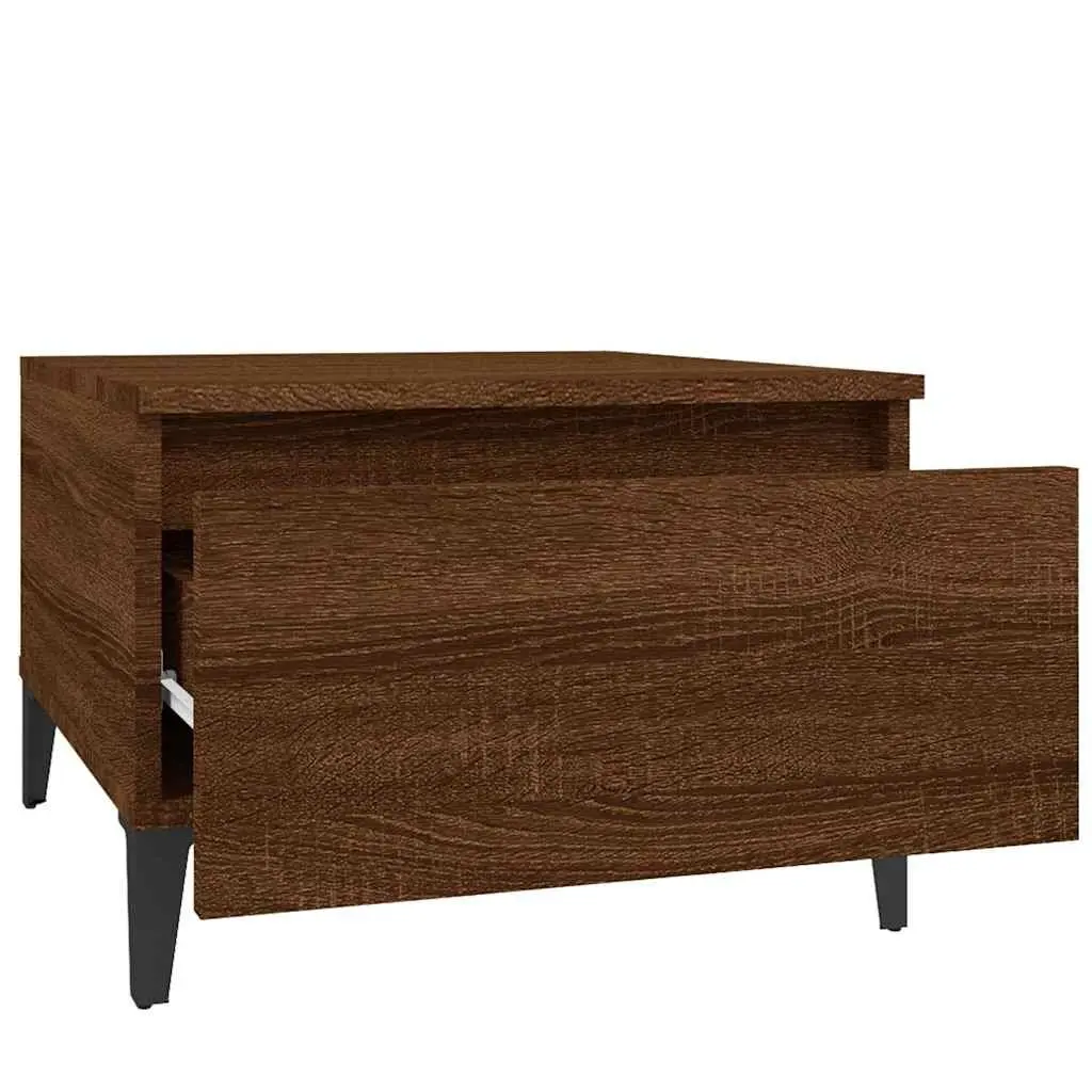 Brown Oak Industrial Side Table Set of 2