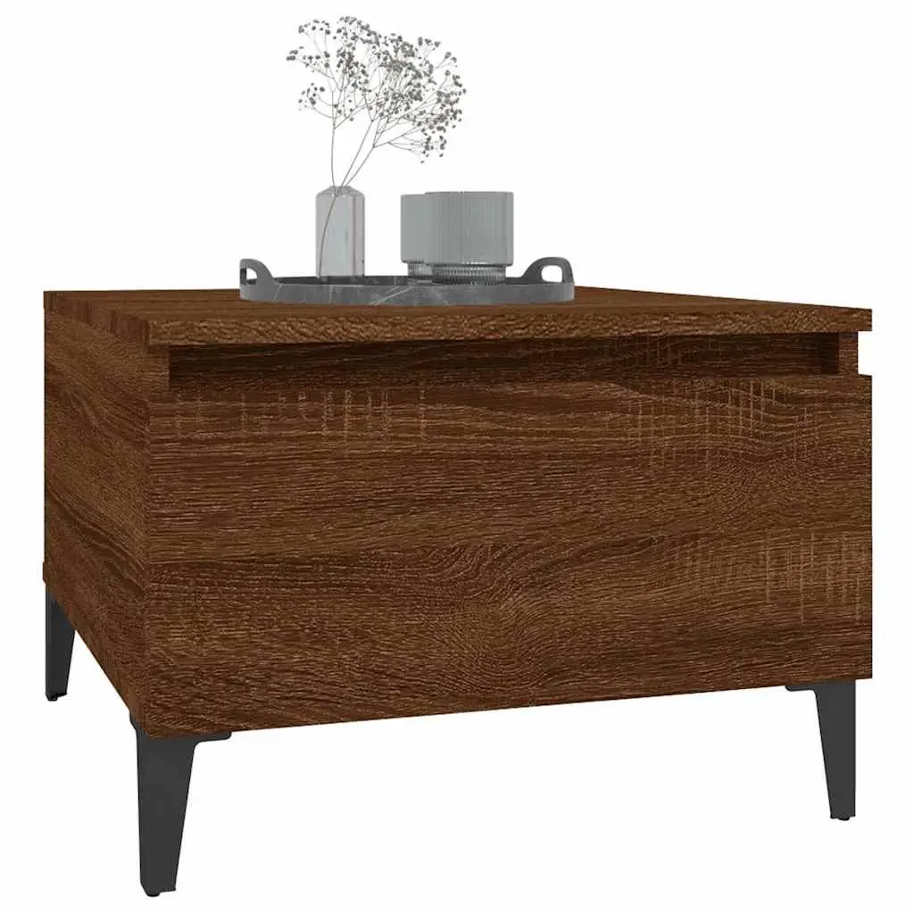 Brown Oak Industrial Side Table Set of 2