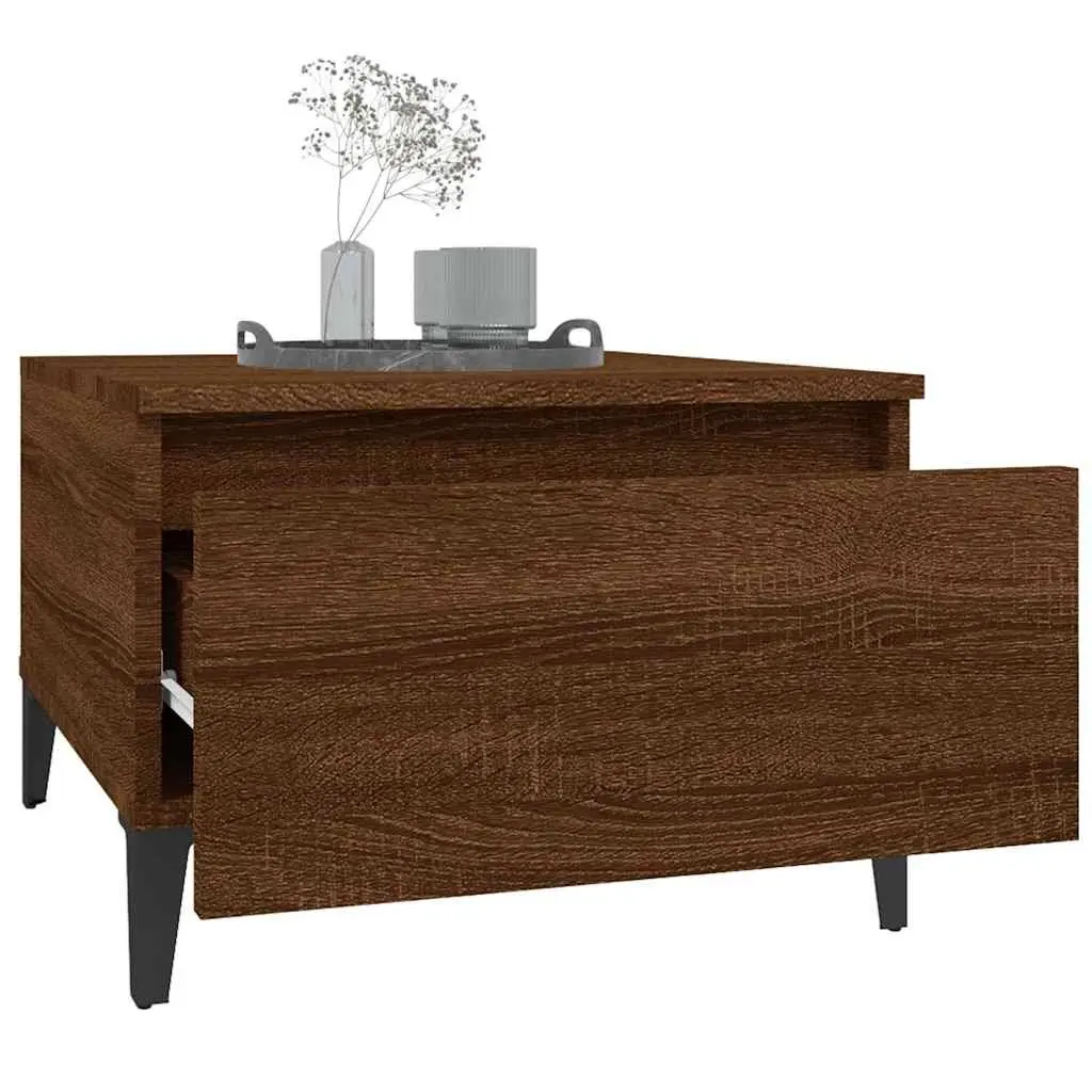 Brown Oak Industrial Side Table Set of 2
