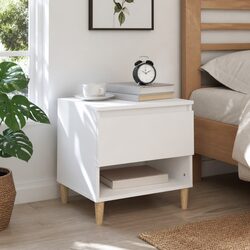 Elegant White Bedside Table in Engineered Wood
