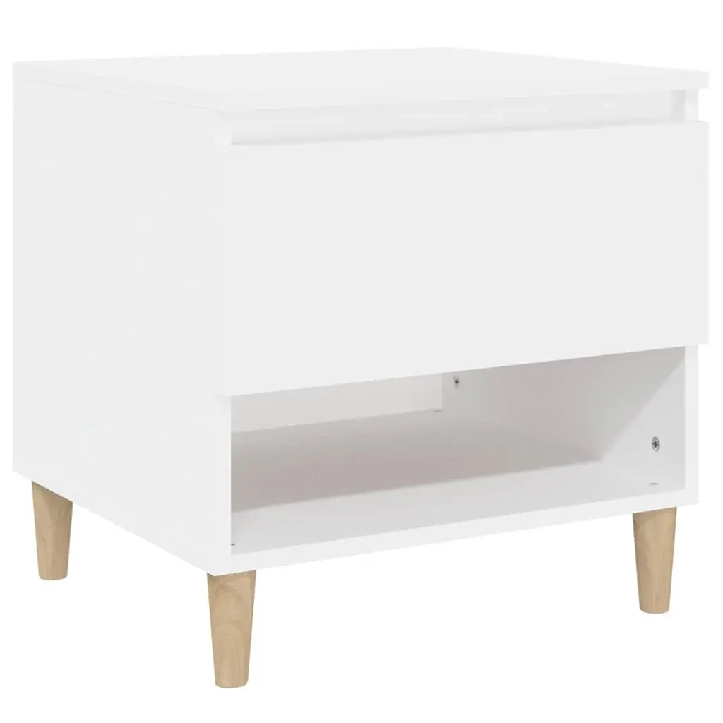 Bedside Table White 50x46x50 cm Engineered Wood Nightstand Storage