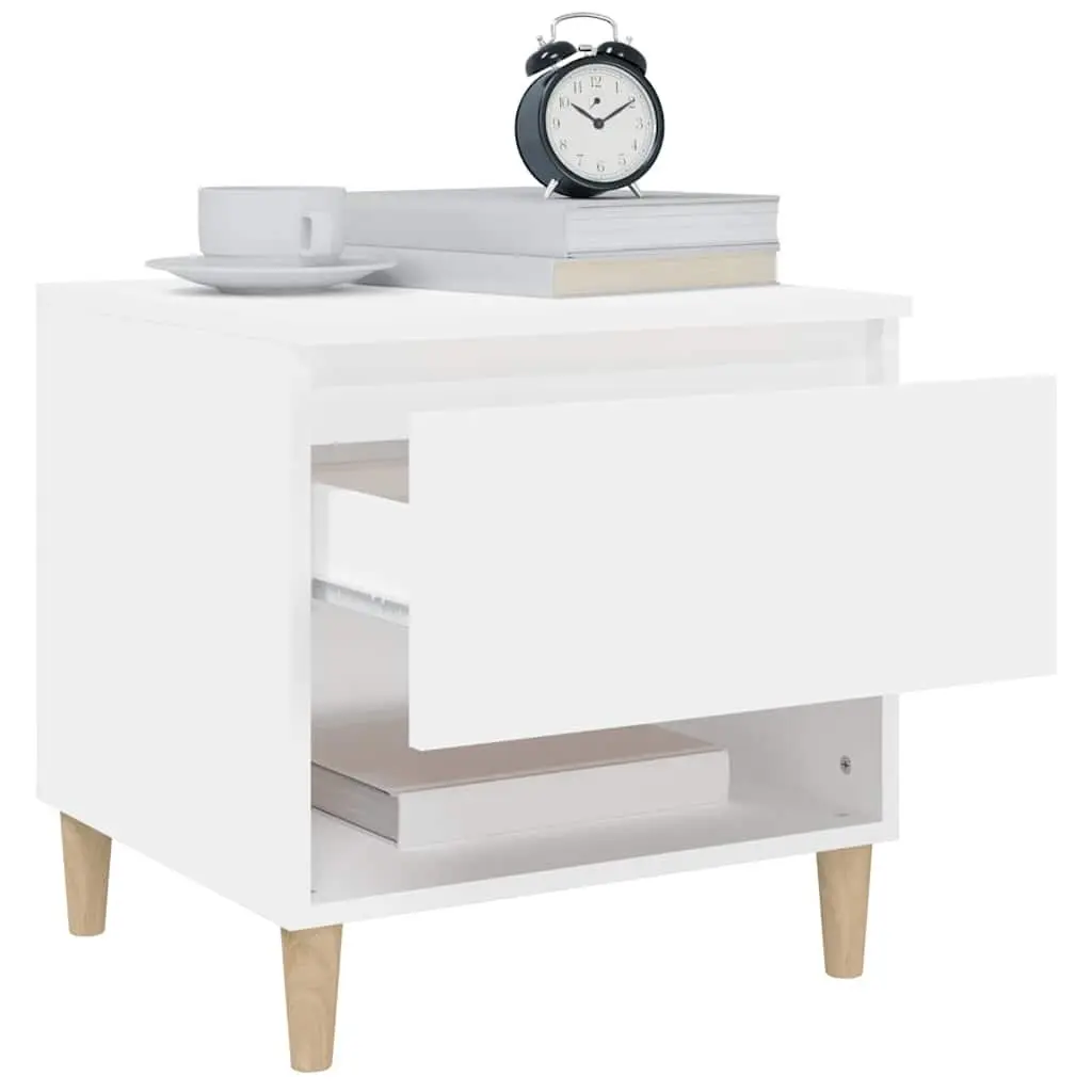 Bedside Table White 50x46x50 cm Engineered Wood Nightstand Storage
