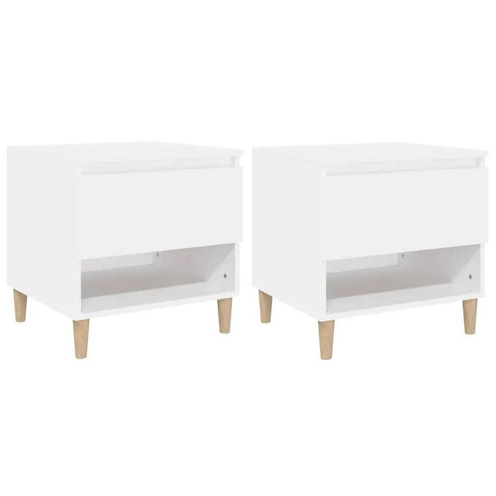 White Bedside Tables Set of 2 for Storage