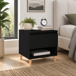Elegant Black Engineered Wood Bedside Table