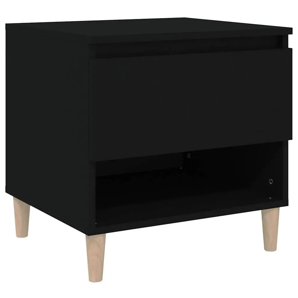 Bedside Table Black Engineered Wood 50x46x50cm