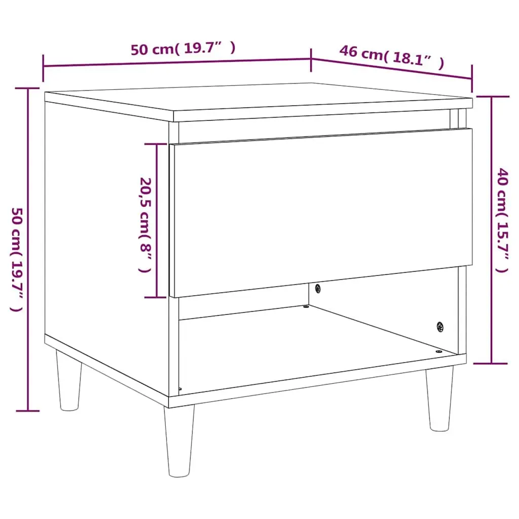 Bedside Table Black Engineered Wood 50x46x50cm