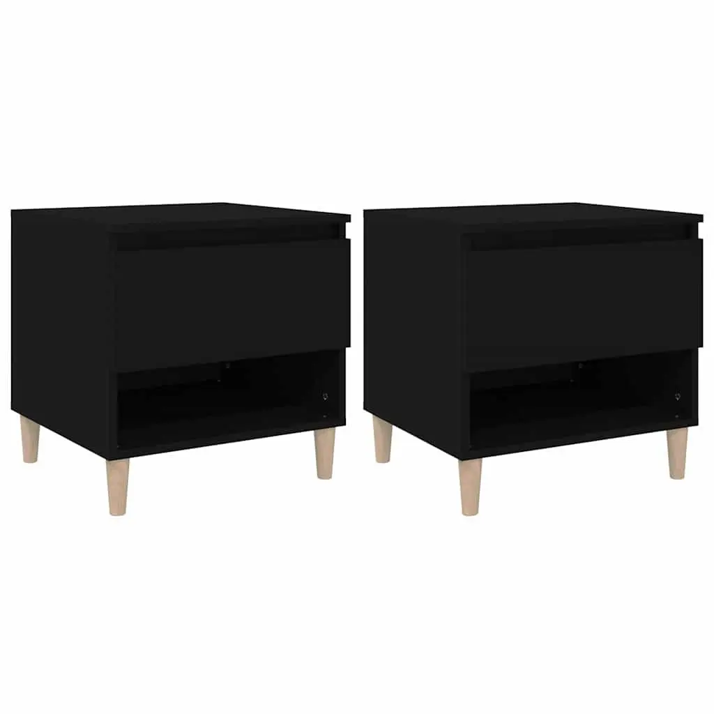 Black Bedside Tables Set of 2, 50x46x50 cm