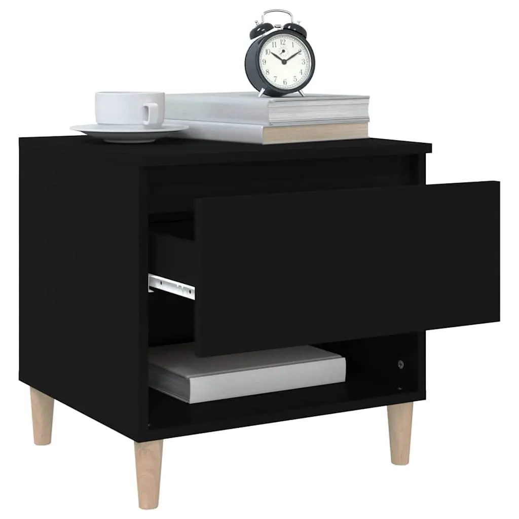 Black Bedside Tables Set of 2, 50x46x50 cm