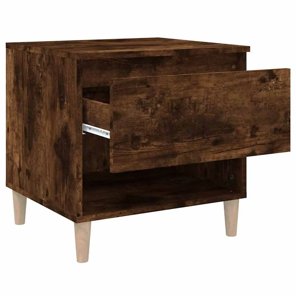 Bedside Tables Brown Engineered Wood Nightstands 50 x 46 x 50 cm Bedroom Storage Set of 2