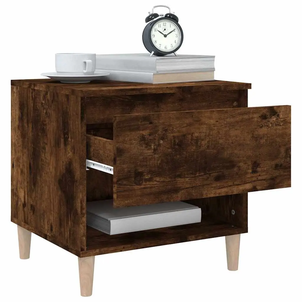 Bedside Tables Brown Engineered Wood Nightstands 50 x 46 x 50 cm Bedroom Storage Set of 2