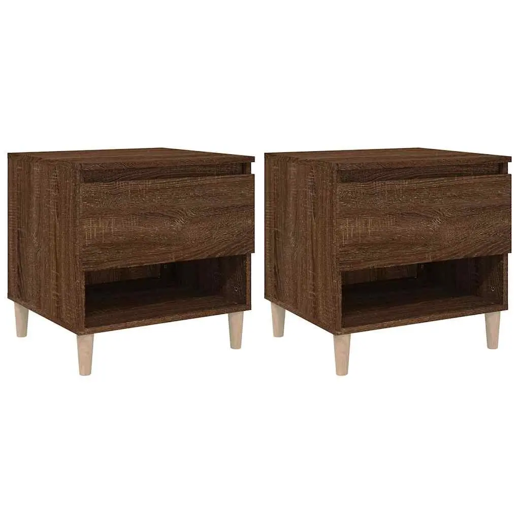 Brown Oak Bedside Tables, 2 pcs 50x46x50 cm