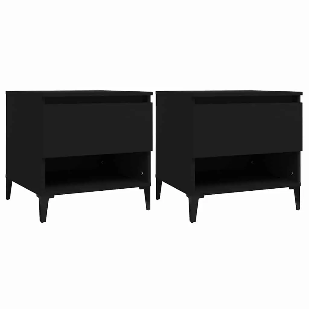 End Tables Black Industrial 50W x 46D x 50H cm Engineered Wood