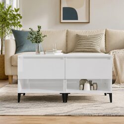 Modern White High Gloss End Tables with Storage