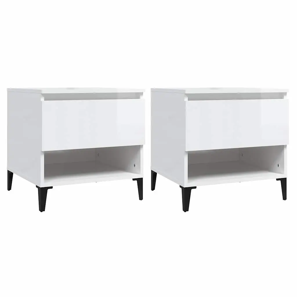 White High Gloss End Tables with Storage