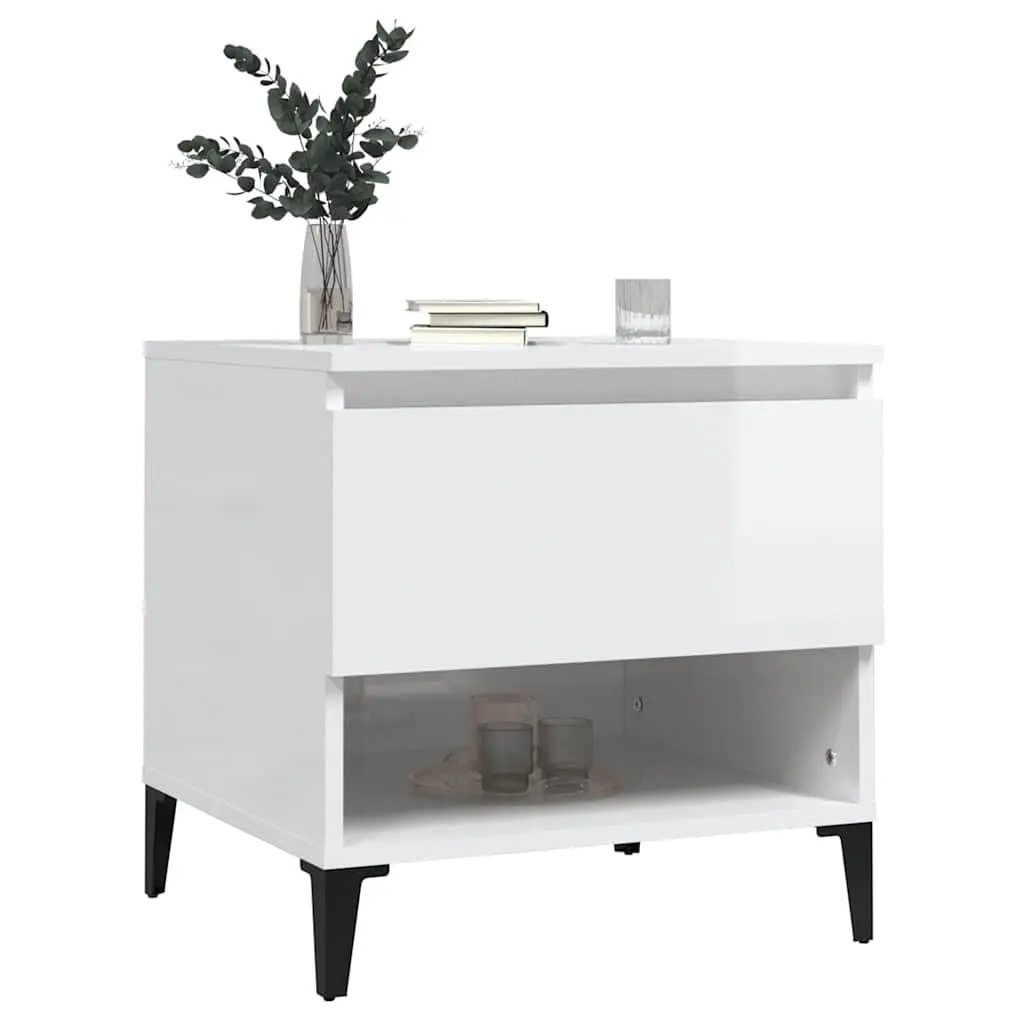 White High Gloss End Tables with Storage