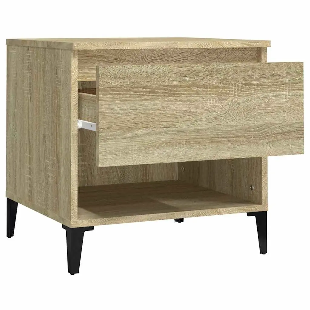 End Table Brown Engineered Wood 50 x 46 x 50 cm with Storage Drawer and Compartment