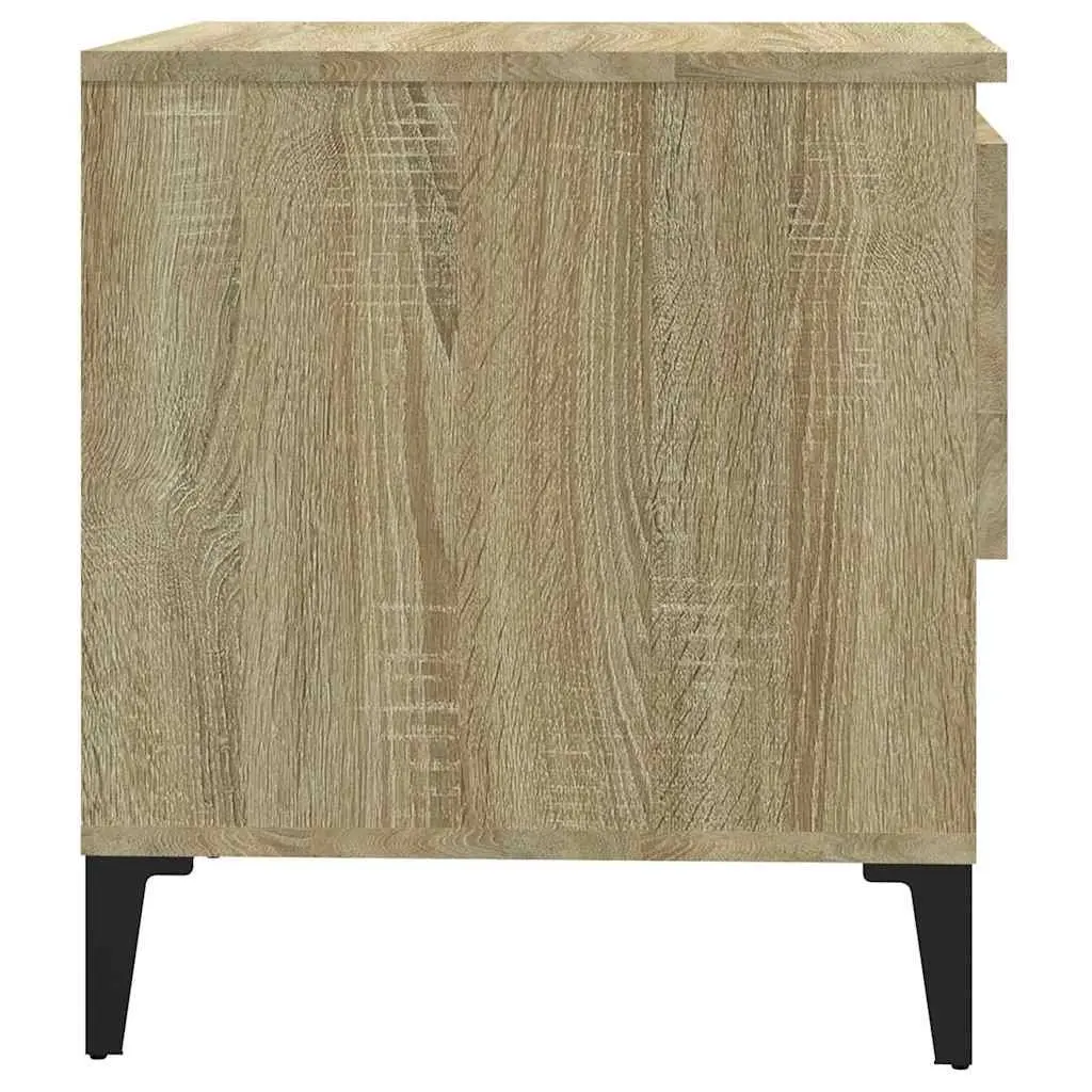 End Table Brown Engineered Wood 50 x 46 x 50 cm with Storage Drawer and Compartment