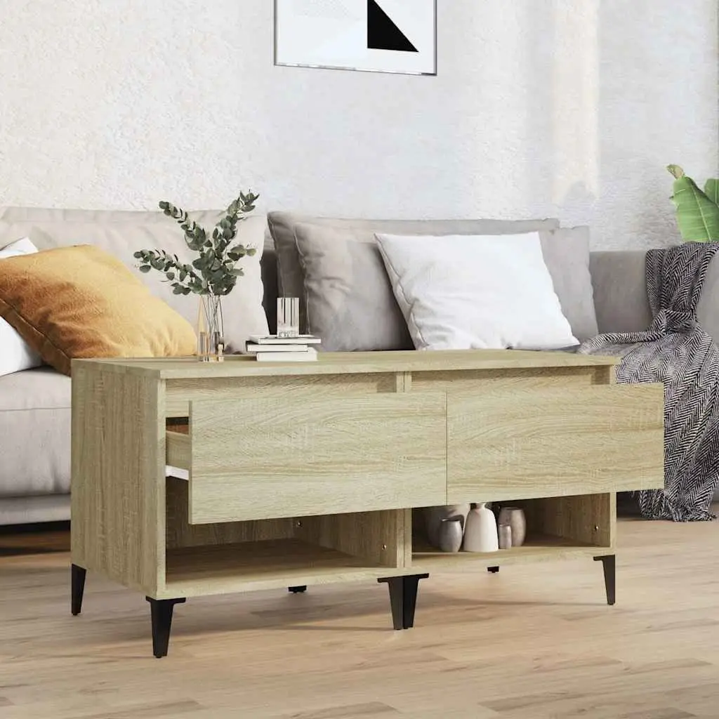 End Tables Brown Engineered Wood 2 Piece Side Tables with Drawer Storage