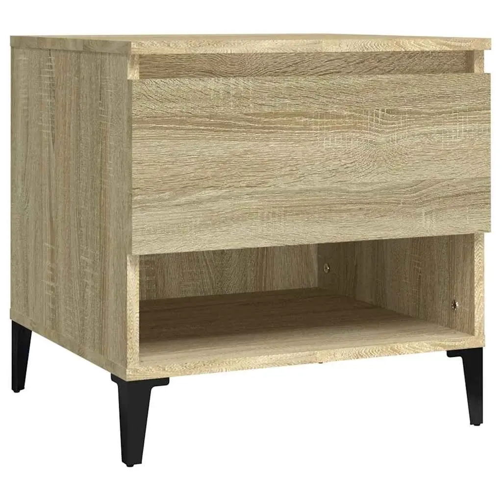 End Tables Brown Engineered Wood 2 Piece Side Tables with Drawer Storage