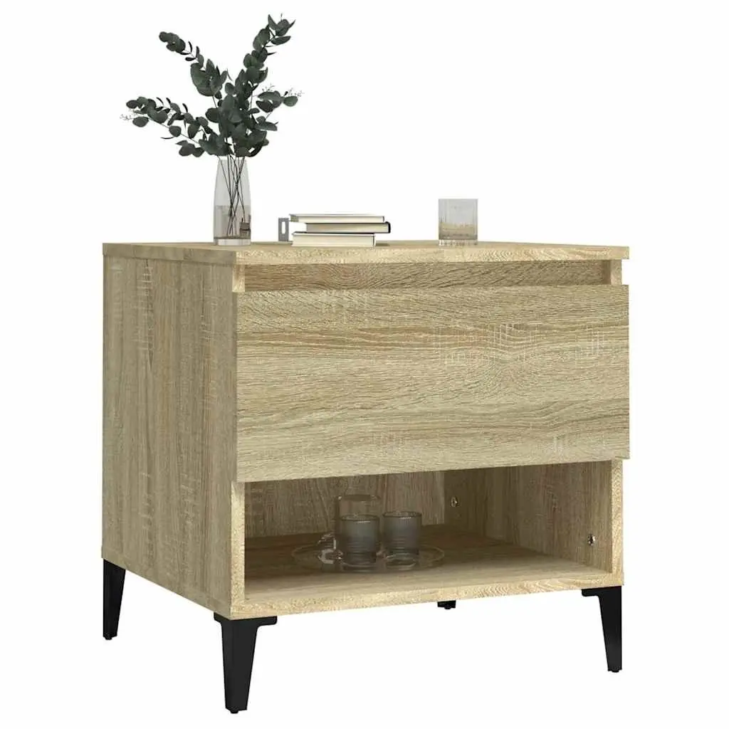 End Tables Brown Engineered Wood 2 Piece Side Tables with Drawer Storage